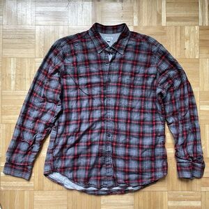 Steven Alan Lined Flannel Shirt Mens XL Plaid Red Long Sleeve Casual Button